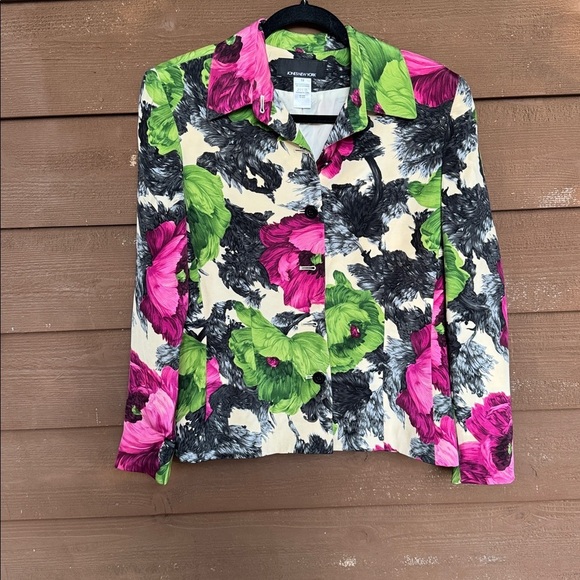 Jones New York Jackets & Blazers - Jones New York Silk Floral Button-Up Jacket size 10
